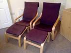 2 x Bentwood Chair and 2 x Footstool - Chocolate